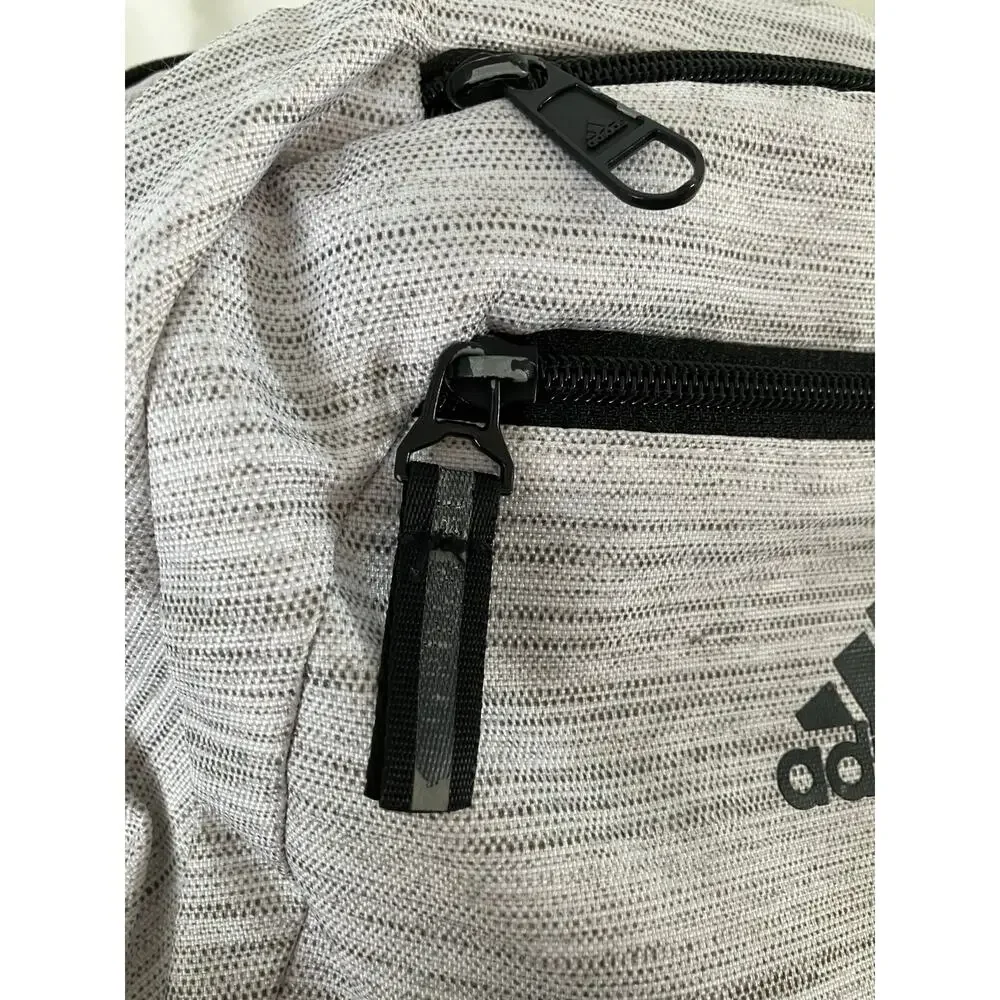 Adidas Gray Heather Backpack School Book Bag Laptop Travel Black White